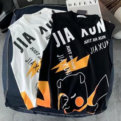 Mens Waistcoat Summer Loose Sleeveless T-shirt Trendy Unique Fashion Brand Vest Ins Sports Summer Vest Top Clothes