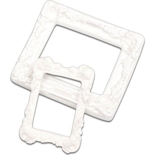 10Pcs White Resin Photo Frame Cabochon Flatback Decoration Crafts Embellishments For Scrapbooking Diy Mobile Phone Accessories