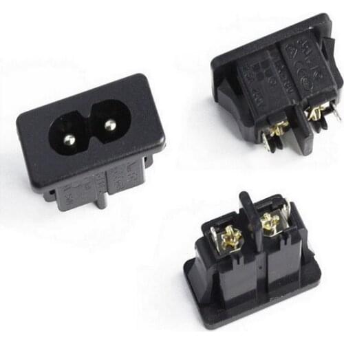 100Pcs Black Male Plug IEC320 C8 Power Socket Connector AC 250V 2.5A 2Pin