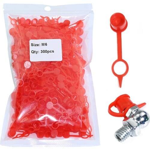 300PCS Grease Fitting Caps RED Polyethylene Dust Caps for M6 Metric Thread Grease Zerk Nipple Fitting