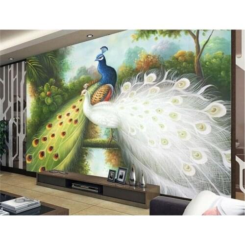 3d mural wallpaper custom decorative painting modern minimalist living room painting art wall painting European animal peacock