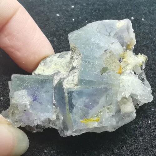 43.9gNatural transparent purple heart fluorite and tungsten crystal mineral ring vein healing teaching specimen stone home decor