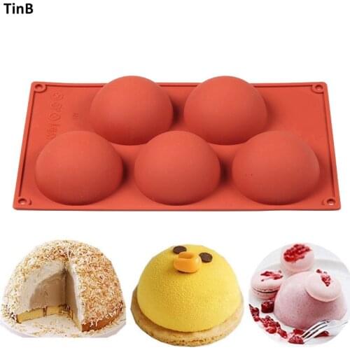 5 Hole Hemisphere Shape Silicone Cake Mold Half Ball Chocolate Mousse Dessert Baking Mold Cake Decorating Tools Pastry Bakeware