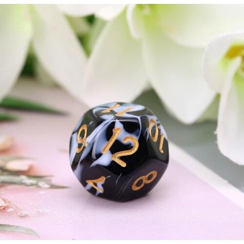 270C 7 Pcs Acrylic Dice Black White Gold Points D4 D6 D8 D10 D12 D20 KTV Bar Nightclub Entertainment Tools Adult Toys