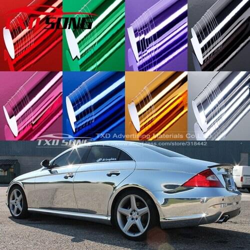 Free shipping chrome mirror vinyl film Chrome mirror Sticker with air free bubbles with size:10/20/30/40/50/60x152CM/LOT