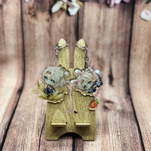 Game Genshin Impact Albedo Keychain Accessories Anime Cosplay Props Key Chain Backpack Pendant Kawaii Cartoon Badge