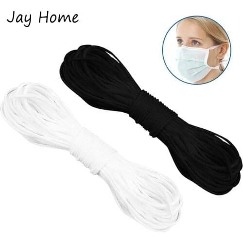 10/20M High Elastic Band for DIY Mask 3mm 5mm Black White Stretch Elasticity String Cord DIY Mask Making Rope Band Sewing Crafts