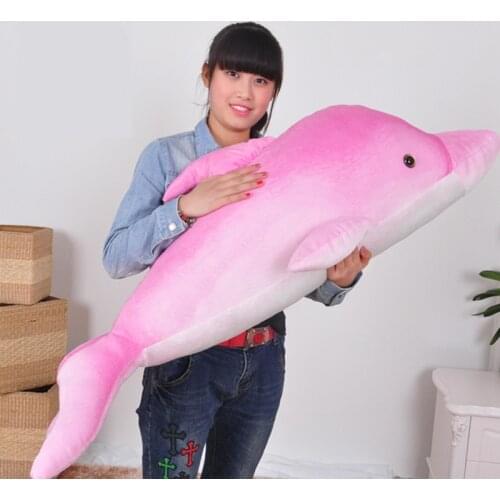 Fancytrader Giant Plush Dolphin Soft Toys Jumbo Stuffed Animals Dolphin Doll 115cm Blue Pink Real Pictures