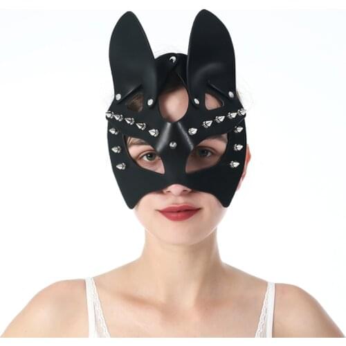 Fullyoung PU Leather Cat Eyes Masks Punk Sexy Cosplay Rivets BDSM Fetish Masquerade Party Erotic Accessories Club Props Gothic