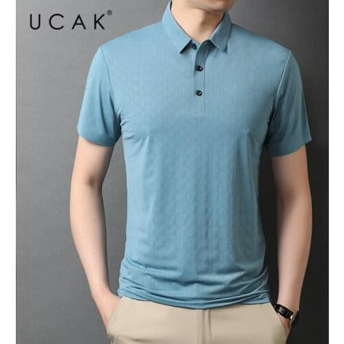 UCAK Brand Classic Solid Color Turn-down Collar Short Sleeve T-Shirts Summer New Streetwear Tops Casual T Shirt Homme U5544