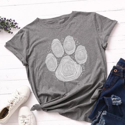 Graphic T Shirts for Women Cotton Short Sleeve Tee Female Shirt Tops Summer Casual Print Clothes Gifts Cute Paw Animal Lovers