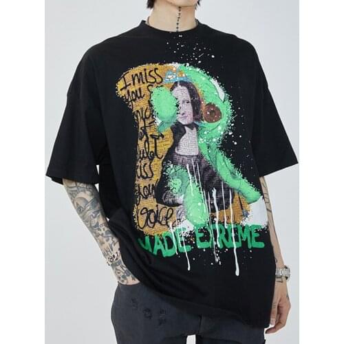 2021 New Arrival Cotton Novelty O Neck Broadcloth T Shirt Brand Clothing Tshirt Homme Street Render Loose Short Sleeve T-shirt