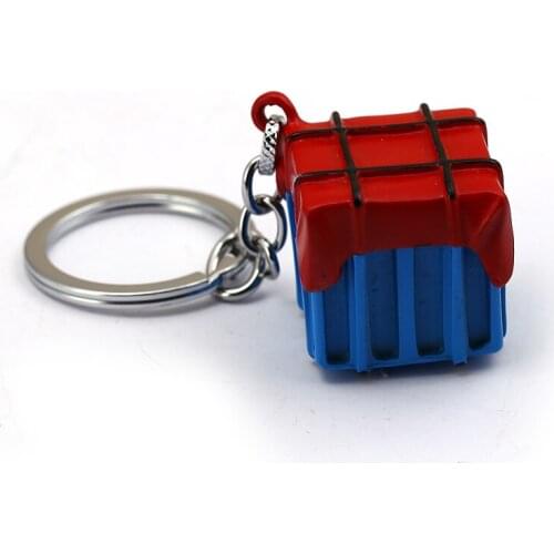 HSIC Game PLAYERUNKNOWNS BATTLEGROUNDS Keychain Cube Box Model Metal Alloy Keyring Holder Men llaveros Cosplay HC13082