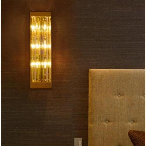 Italy design 62cm long crystal bar wall sconce Home large Wall lighting E14 Led Metal wall lamp Project Hand Knitted Led fixture