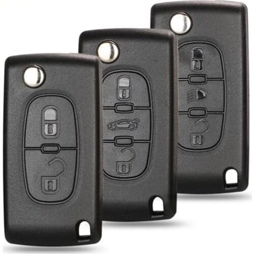 Kutery 10pcs 2/3Buttons Flip Folding Remote Car key Shell For peugeot 107 206 307 407 408 For Citroen C2 C3 C4 C5 CE0523/0536