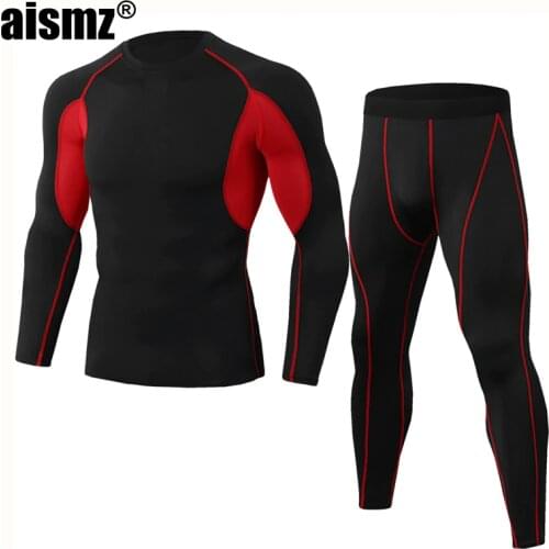 Aismz New Winter Thermal Underwear Sets Men Quick Dry Anti-microbial Stretch Mens Thermo Underwear Male Warm Long Johns Fitness