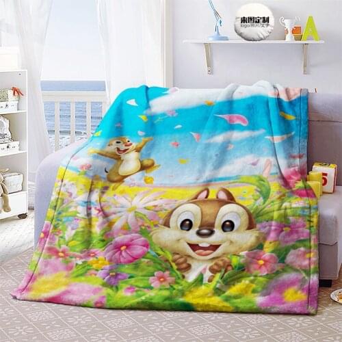 Disney Chip'n'Dale Coral Fleece Blanket Throw Quilt on Bed Sofa Car Keep Soft Warm Children Kids Kindergarten Nap Blanket Unisex