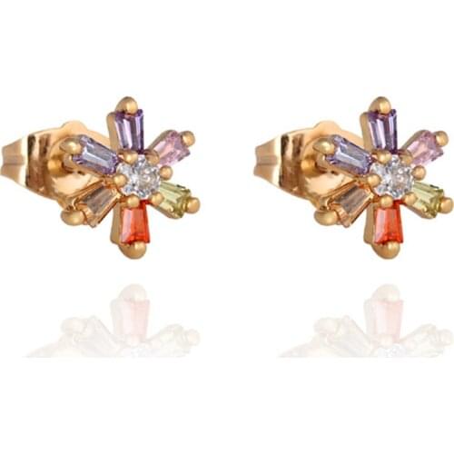 Colorful Children Earrings Yellow Gold Filled Nice Stud Earrings For Baby