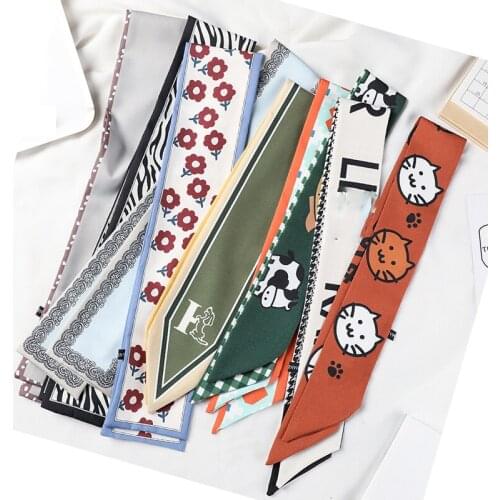 Girl Fashion bow silk scarf new popular woven satin scarf tied hair band sweet girl heart scarf exquisites hair rope decoration