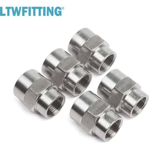LTWFITTING Stainless Steel 316 BSP Pipe Fitting 1/2-Inch x 3/8-Inch Female BSPP Reducing Coupling Boat Air Fuel