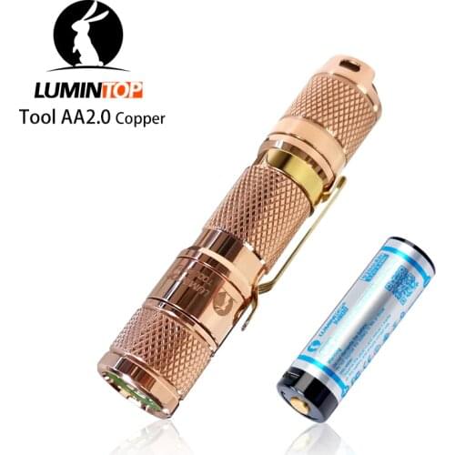 LUMINTOP TOOL AA 2.0 COPPER MINI Flashlight CREE XP-L HD LED 650 Lumen LED Flashlight by AA 14500 Battery Keychain Light