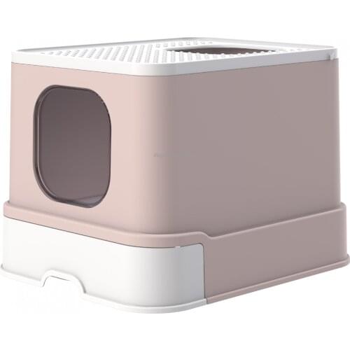 Cat Litter Basin Cat Toilet Fully Enclosed Top Entry Cat Litter Basin Splash Proof Large Cat Belt Drawer