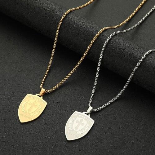 Stainless Steel Saint Michael Necklace Archangel Saint Michael MedallionOrthodox Shield Archangel Pendant