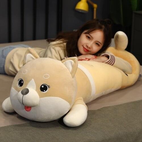 Soft and cute stuffed milk tea Shiba Inu dolls for girls to sleep on long pillows for pregnant women legs pillow cushion Soft to
