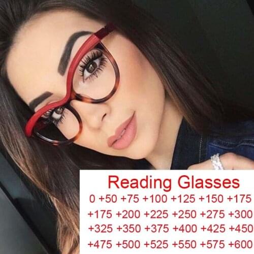 Half Eyebrow Cat Eye Reading Glasses Women Anti Blue Light Luxury Brand Presbyopic Hyperopia Point To Read +0.5 +1.75 +2.0 +2.25