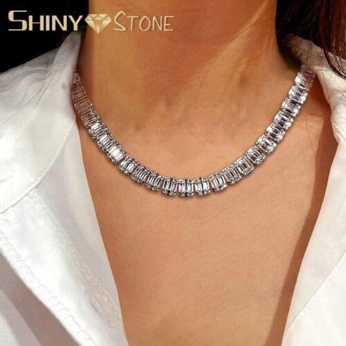 Drop ship women hip hop choker necklace jewelry with square cz paved short necklace statement necklace for women wedding party