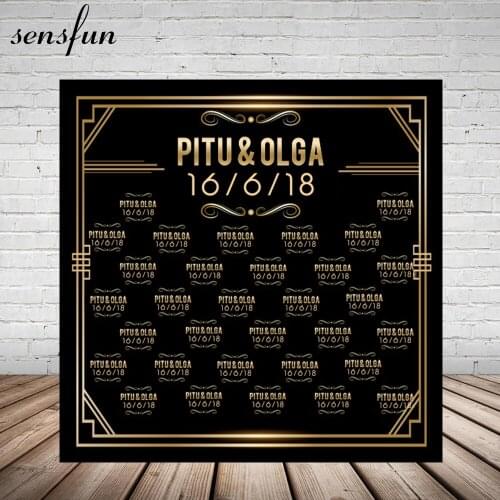 Sensfun Wedding Golden Luxury Photography Backdrop Custom Made Step And Repeat Backgrounds For Photo Studio Vinyl