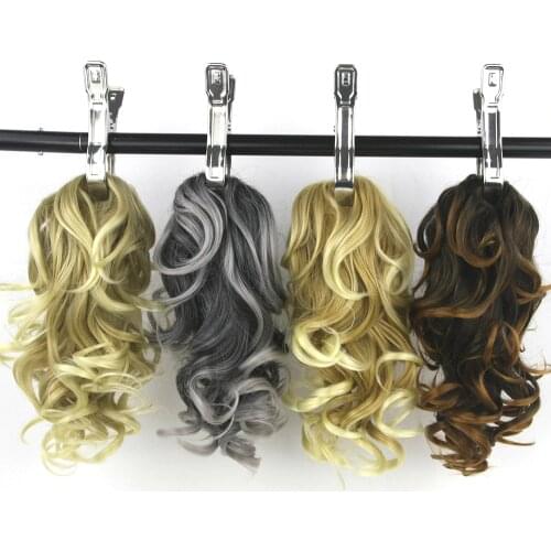 Soowee 8 Color Curly Black to Gray High Temperature Fiber Little Pony Tail Hairpiece Synthetic Hair Extensions Claw Ponytail