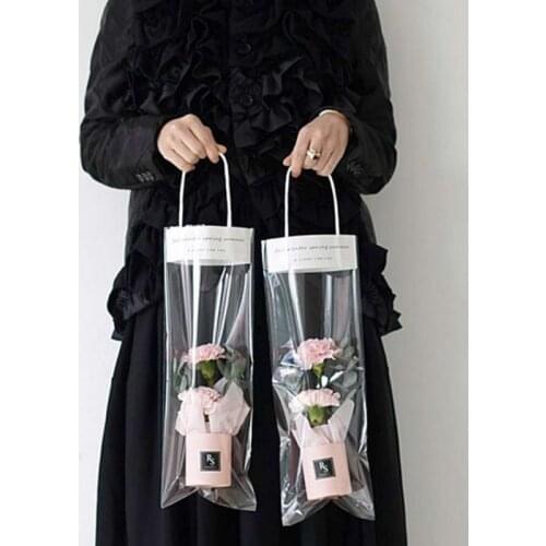 New 10Pcs 3 size Rose Tote Bag Transparent Gift Bags Wedding Party Decoration Can Hang Hard Girlfriend Flower Boxes