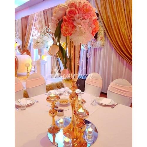Wedding Decoration Gold Centerpiece Vases 75 cm Tall Flower Vase Silver White Trumpet Vase for Artificial Flower Arrangements