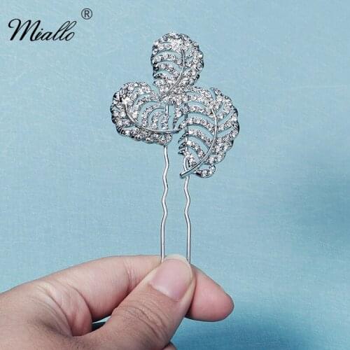 Miallo Rhinestone Hair Pins Clips Bridal Wedding Hair Accessories for Women Silver Color Hairpins Bride Headpiece Jewelry Gifts