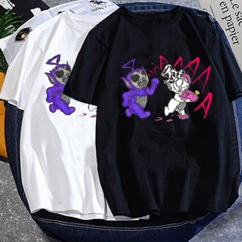 Summer harajuku funny cotton femme clothing tee shirt gothic Cartoons Casual black Short sleeve kawaii e girl grunge top vintage