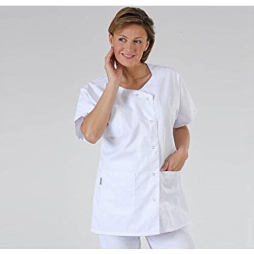 Womens tops and blouses Unisex New Style Work Wear Technician White Coat Laboratory Blouse Ropa Mujer Moda