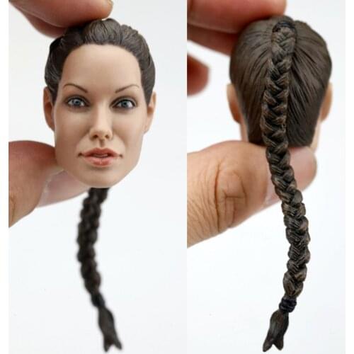 1/6 Female Tomb Raider Game Edition Angelina Jolie Laura Head Sculpture Hair Detachable For 12'' Action Figure Body Model