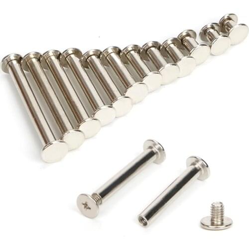 10 sets Carbon Steel Silver Combination Riveting Nail Connection Screw Picture Painting Account Book Menu Screw Riveting 5-45mm