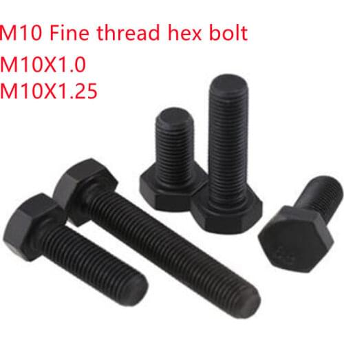 10pcs DIN933 Thread Pitch 1.0mm M10*20/25/30/35/40/45/50 Fine Thread Hex Bolt