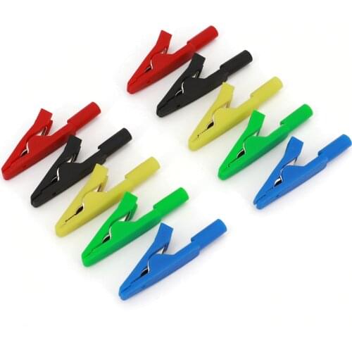 10Pcs Brass 5 Colors 41mm Insulated Mini Test Alligator Clip With 2mm Banana Female Jack