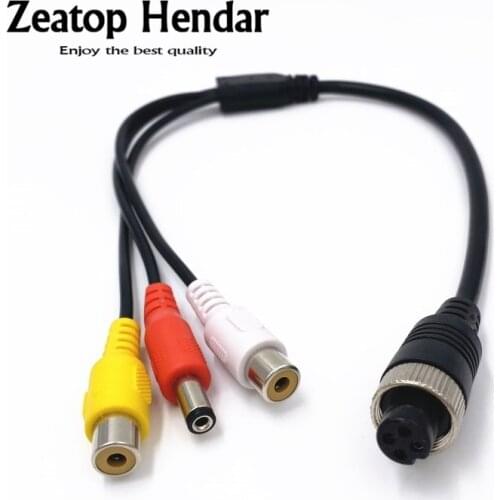 10Pcs M12 4Pin Aviation Female Plug to 2 RCA + DC Extension Cable AV Adapter for CCTV Security Camera DVR Microphone Wires 35CM