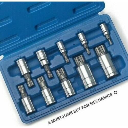 10pc X ZN Triple Square 12 Point Spline Bit Socket Set MM Chrome Alloy steel S Rotary Tool Accessories