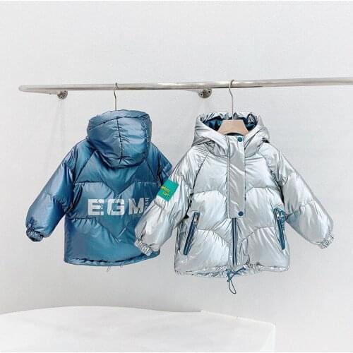 2021 New Technology Style Children Hooded White Duck Down Jacket Boys Girls Coat Waterproof Stain-proof Windproof Outer Clothes