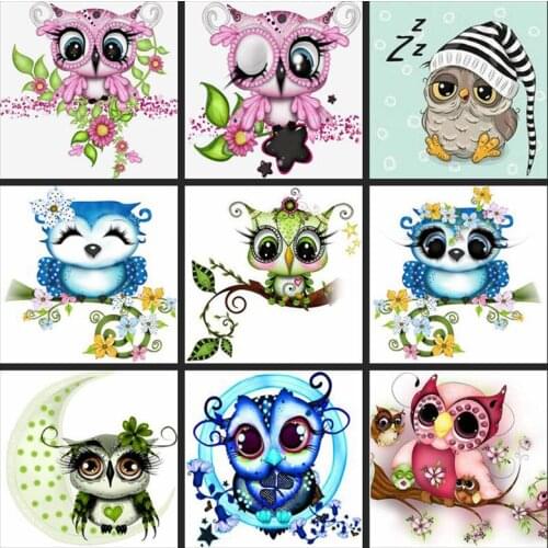 5D DIY Diamond Painting Animals Loveable Owl Cross Stitch Diamonds Embroidery Mosaic Full Rhinestones Decor Cartoon Gift L497