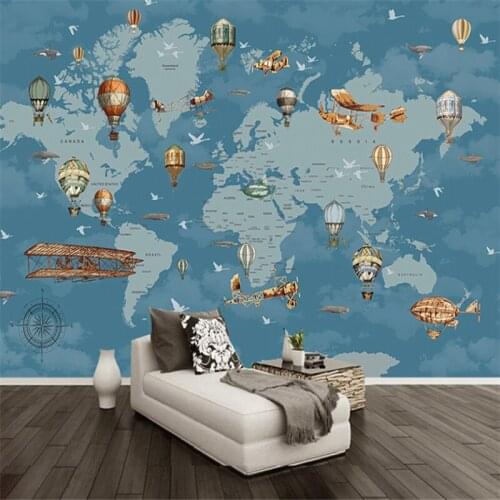Beibehang Custom Cartoon kids world map wallpapers for Childrens room living room background mural wallpaper sofa bedroom decor