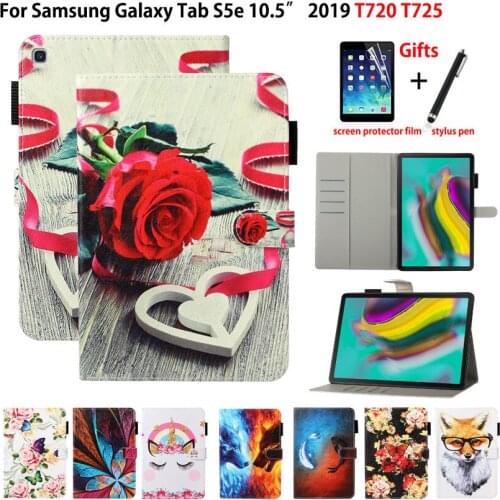 SM-T720 Case For Samsung galaxy tab S5e 10.5 2019 T720 T725 SM-T725 Cover Funda Tablet Cute Painted Stand Shell Capa +Gift