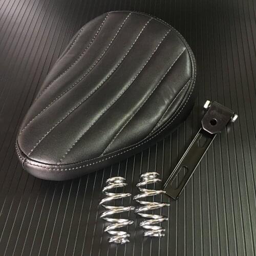 Black Motorcycle Roll Leather Solo Seat & Spring + Saddle Bracket Universal For Harley Davidson Sportster 883 XL Chopper Bobber