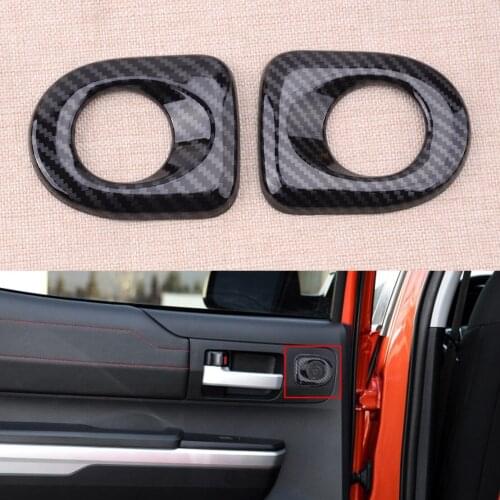CITALL 1 Pair Car Rear Door Stereo Speaker Cover Trim Frame Decor Fit for Toyota Tundra 2014 2015 2016 2017 2018 2019 ABS Black