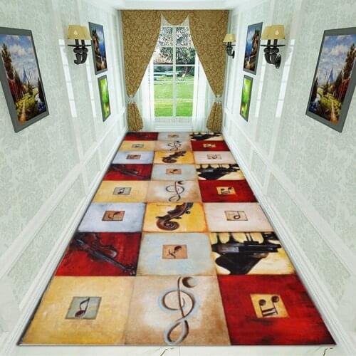 Vintage Corridor Carpet Musical Note Violin Printed Kitchen Bedsider Rug Entrance Doormat Living Room Area Rug Carpets 80*200cm